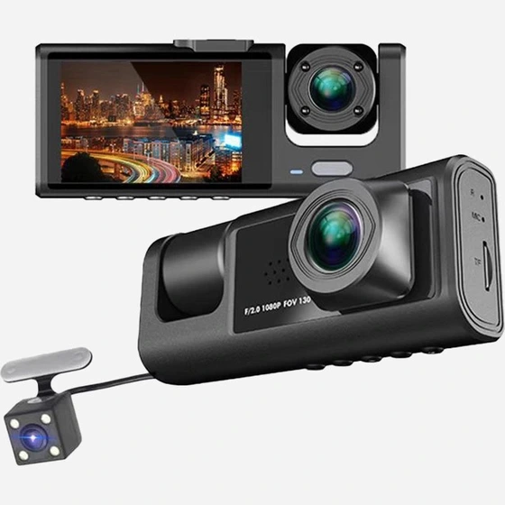 دوربین ثبت وقایع خودرو بلک باکس مدل C309 سه لنز با کیفیت فول اچ دی با وای فای